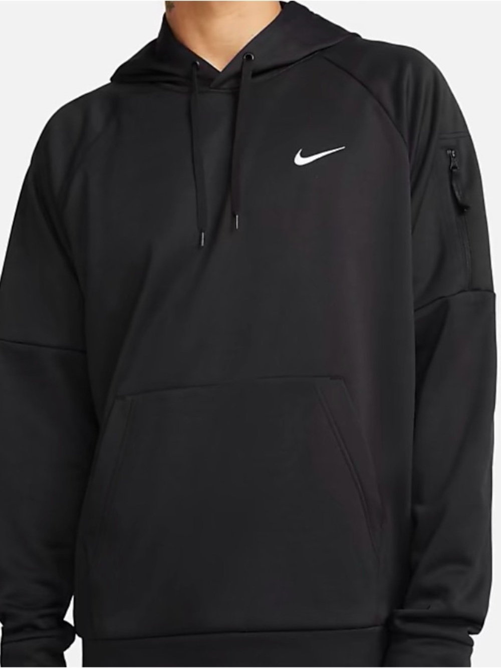 Nike Men’s Black Performance Pullover Hoodie with White Swoosh